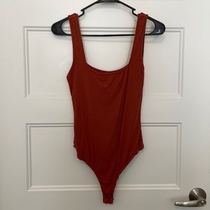 Rust orange tank top thong bodysuit